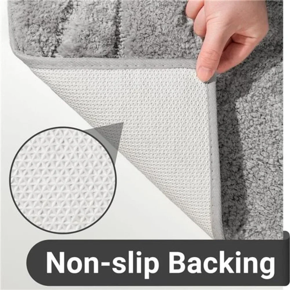 Large Bathroom Rug Runner 24x60 Soft Microfiber Non Slip Absorbent Bath Mat Grey